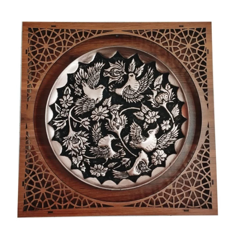 دیوارکوب مسی طرح گل و مرغ