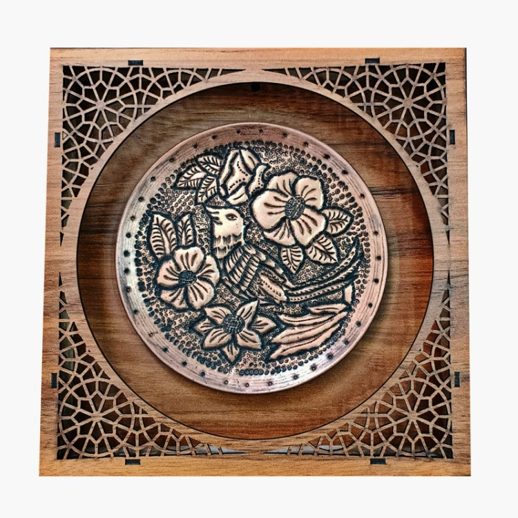 دیوارکوب قلمزنی مسی گل و مرغ