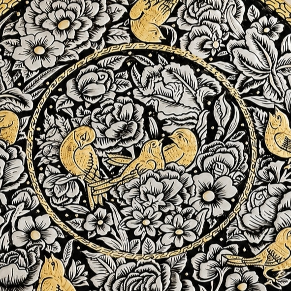 تابلوی نفیس برنجی گل و مرغ