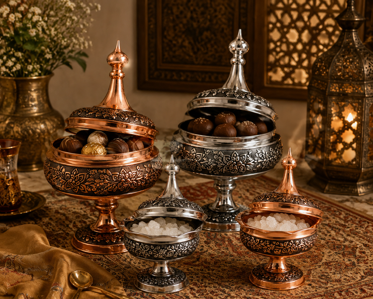 سرویس پذیرایی ۴تایی مسی یاس گیلدا( شکلات خوری و قندان)