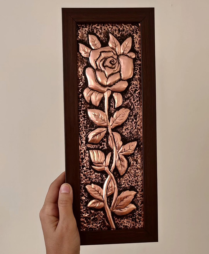 تابلو ورق مسی طرح گل