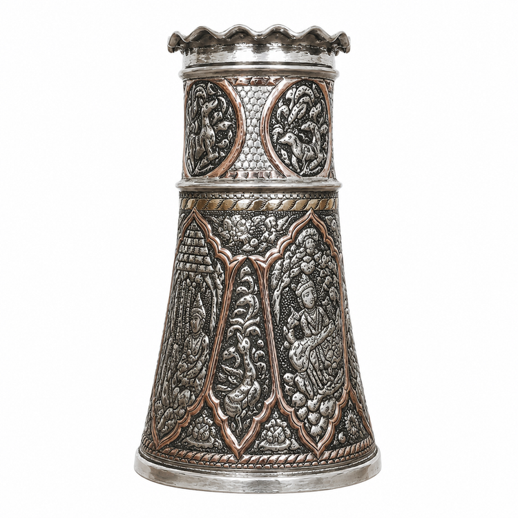گلدان قلمزنی قلم زرین زنجان