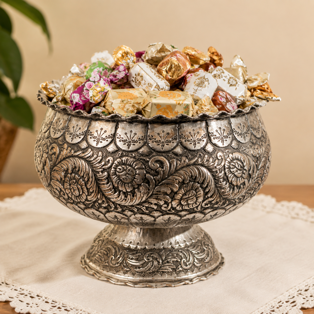 شکلات خوری مسی قلمزنی قلم هیما زنجان