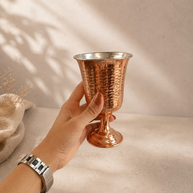 گلاسه مسی پایه دار
