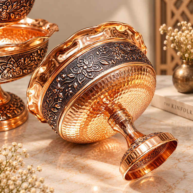 سرویس پذیرایی مسی ۴تکه گلبرگ یاس