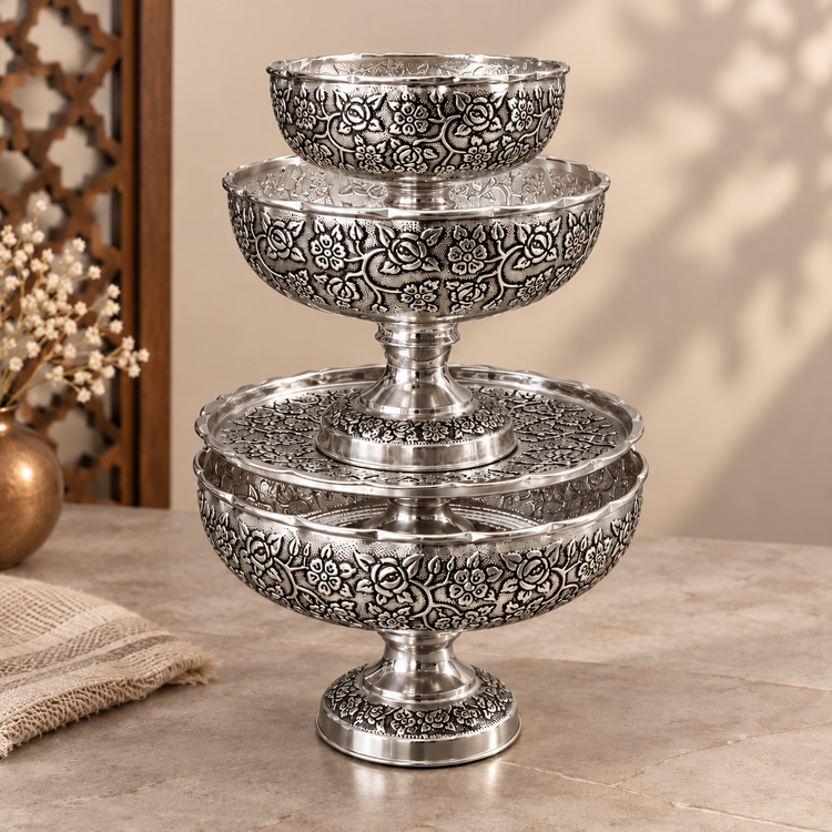 سرویس پذیرایی مسی ۴ تکه گل رز