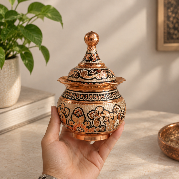 قندان نقره کوب مسی