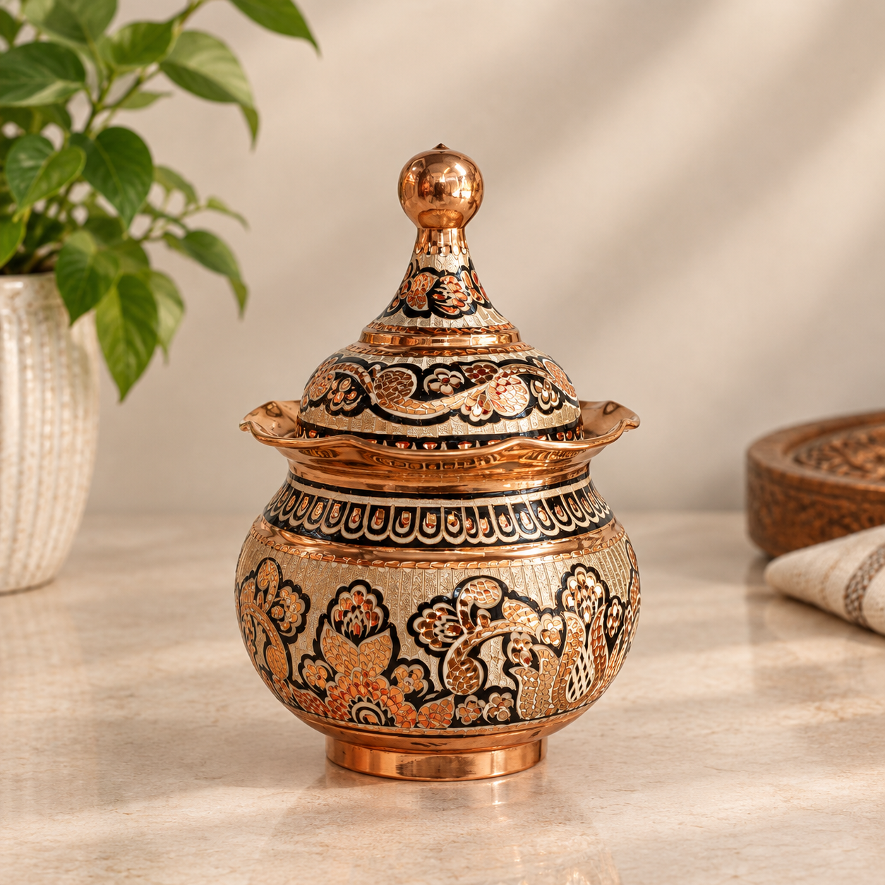 قندان نقره کوب مسی